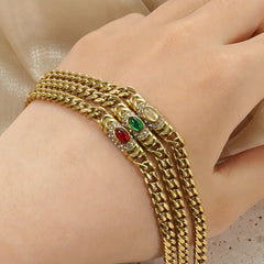 Retro Cuban Stone Bracelet