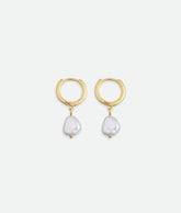 Pearl Charm Hoop Earrings