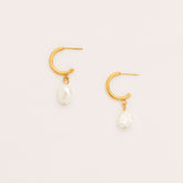 Pearl Open Hoop Earrings