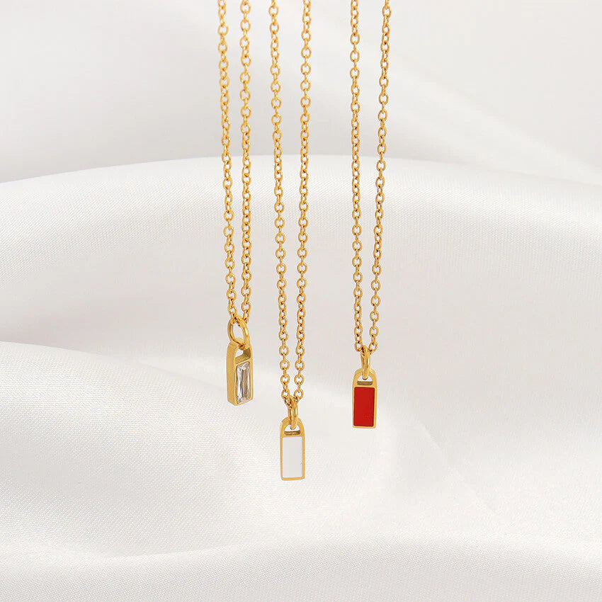 Rectangular Column Pendant Titanium Steel Necklace