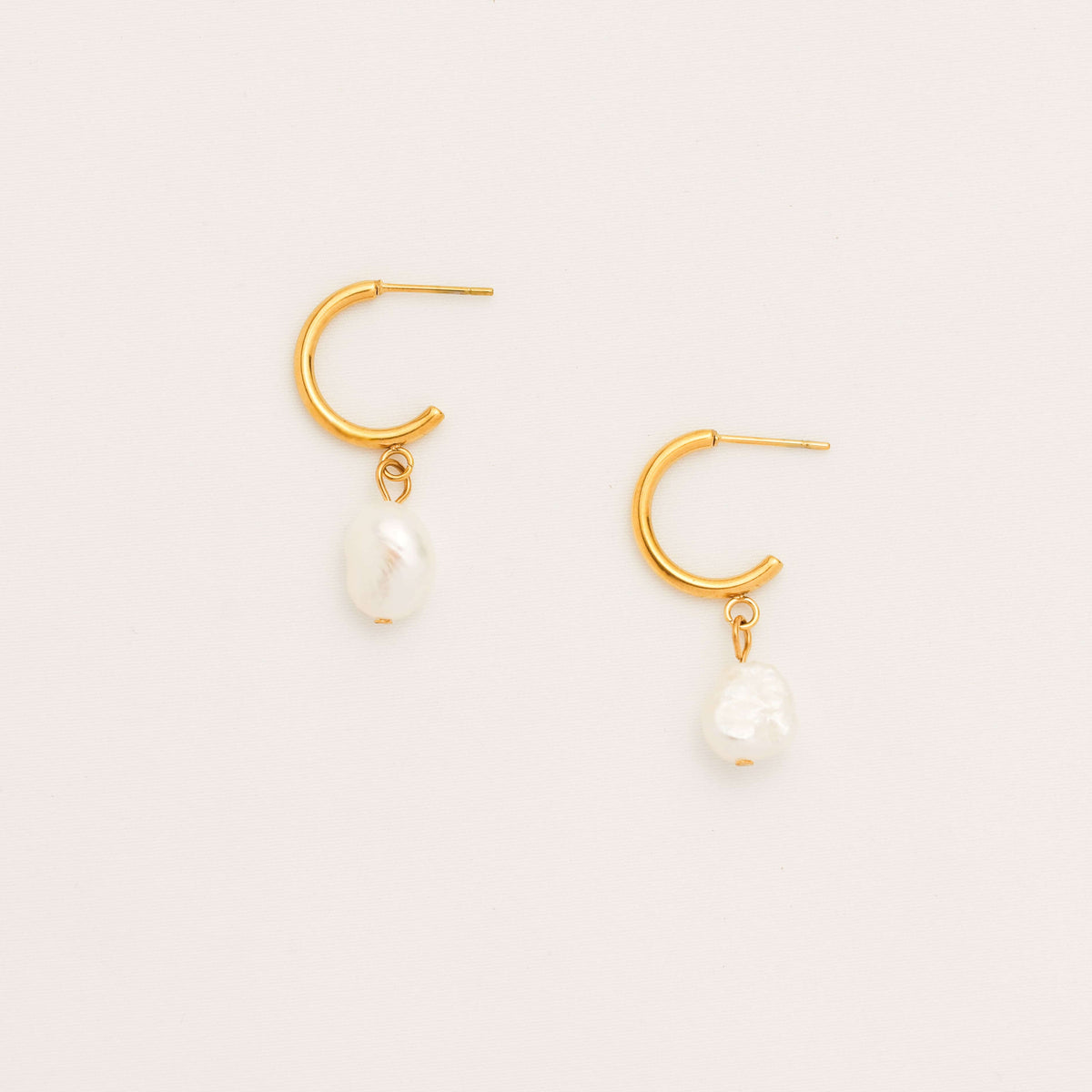 Pearl Open Hoop Earrings