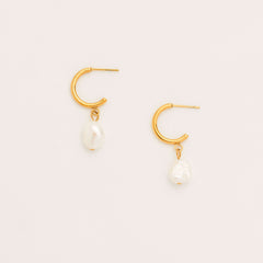 Pearl Open Hoop Earrings