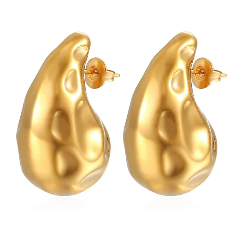 Beating Pattern Drop Earrings Gold