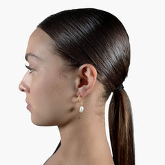 Pearl Open Hoop Earrings